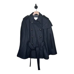 Banana Republic Black Military Wool-blend Cape Jacket